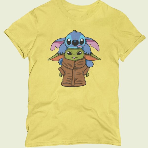 Tričko s potlačou – Baby Yoda a Stitch 2